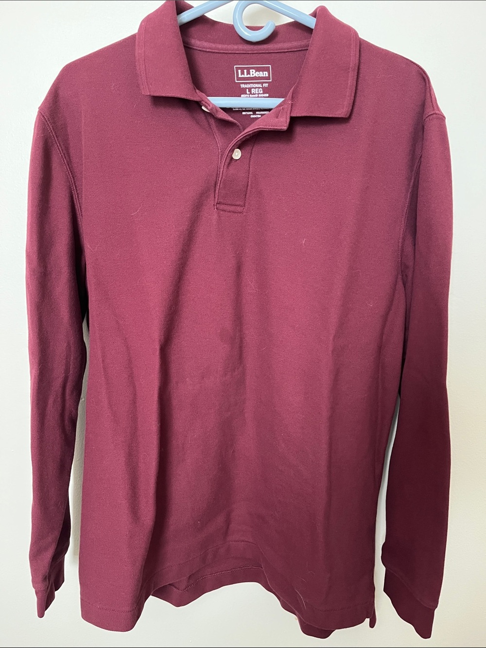 L.L. Bean Long-Sleeve Polo Shirt - Burgundy